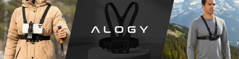 Sportovní úvazek Alogy Hrudní držák na kameru, GoPro kamery, univerzální telefon Black