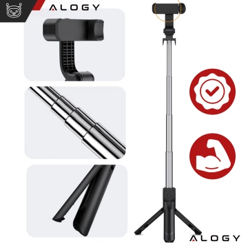 Selfie stick tripod Tripod phone holder Alogy Tripod selfie stick Bluetooth 360 remote control Black