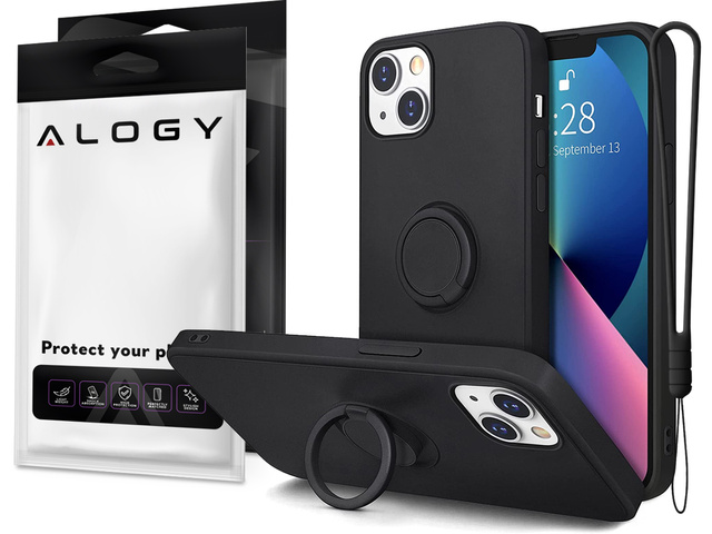 Ring Ultra Slim Alogy Silicone Case for Apple iPhone 13 Mini Black