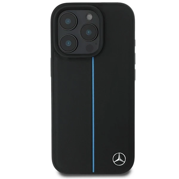 Etui Mercedes na iPhone 16 Pro Max 6,9" pevné puzdro MB Blue Line Leather MagSafe Czarny