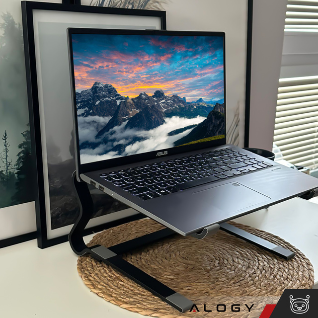 Laptop holder Macbook tablet 18" stand stand foldable adjustable aluminum for desk 25 x 26cm Alogy Black