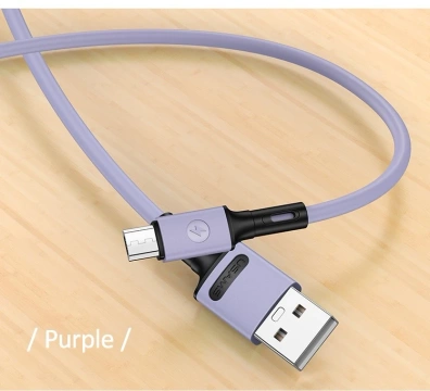 USAMS kabel U52 microUSB 2A Fast Charge 1m fialový