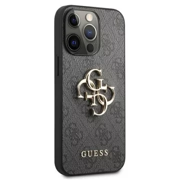 Guess GUHCP13X4GMGGR iPhone 13 Pro Max 6,7" szary/šedé pevné pouzdro 4G velké kovové logo