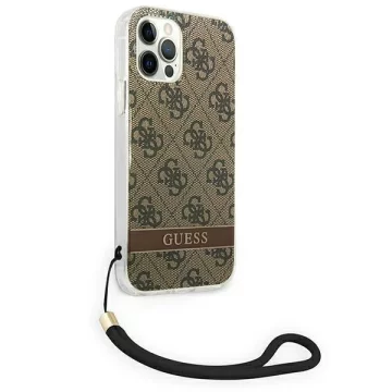 Guess GUOHCP12MH4STW Hülle für Apple iPhone 12/12 Pro braun/braun Hardcase 4G Print Strap