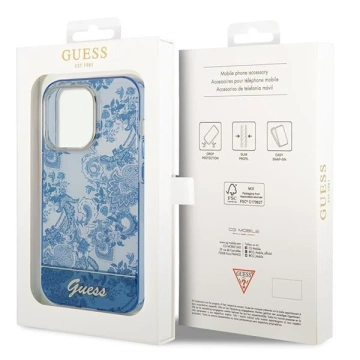 Etui Guess GUHCP14LHGPLHB do Apple iPhone 14 Pro 6,1" niebieski/modré pevné puzdro Porcelain Collection