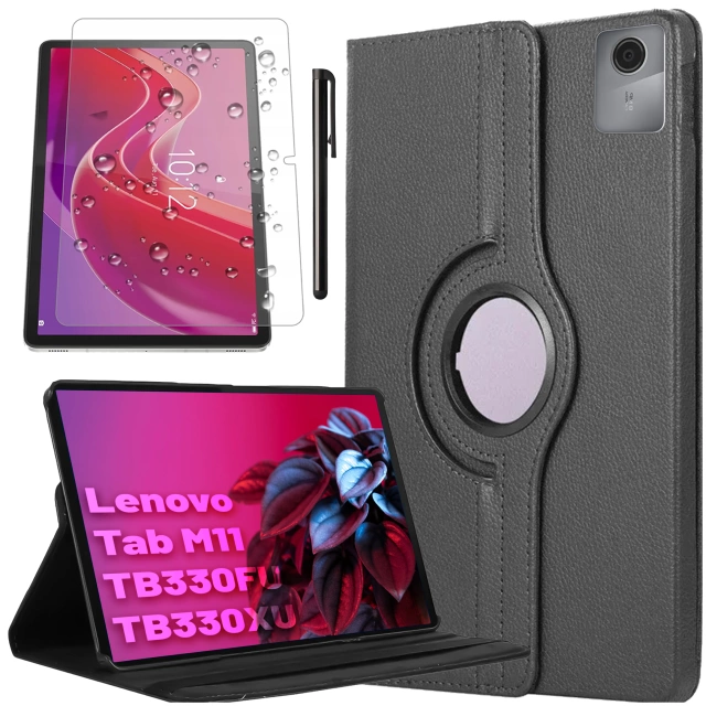 360 Hülle für Lenovo Tab M11 10,95" TB330FU / TB330XU / TB331FC Drehbare Abdeckung Tablet Flip Cover Case Alogy Schwarz
