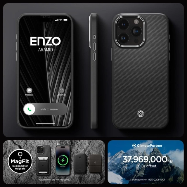Pouzdro Spigen Enzo Made Mag Safe Case pro Apple iPhone 15 Pro Matte Black