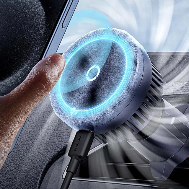 Автотримач Baseus MagPro з індуктивним зарядним пристроєм Qi2.0 15W для вентиляційного отвору - чорний