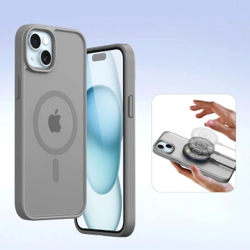 iPhone 15 Dux Ducis Lawa Leather Wallet Case MagSafe Gray