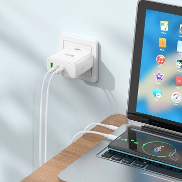 HOCO 2 x Type C USB A QC PD 65W GaN Wall Charger White