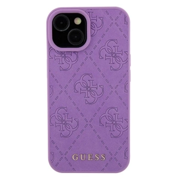 Etui Guess GUHCP15SP4EPMU pre iPhone 15 6,1" fioletovy/svetlofialove pevne puzdro Leather 4G Lisované