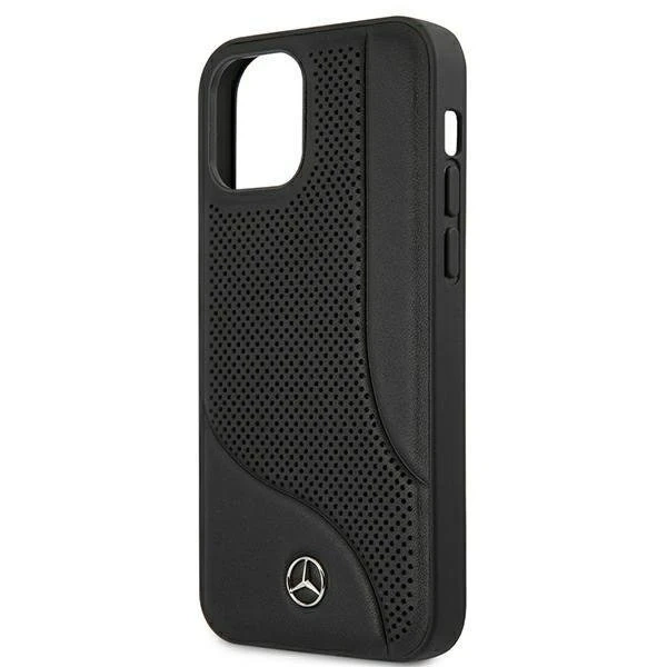 Mercedes MEHCP12SCDOBK protective case for Apple iPhone 12 Mini 5.4" black/black hardcase Leather Perforated Area