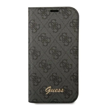 Etui Guess GUBKP14LHG4SHK für Apple iPhone 14 Pro 6,1" Czarny/Black Book 4G Vintage Gold Logo