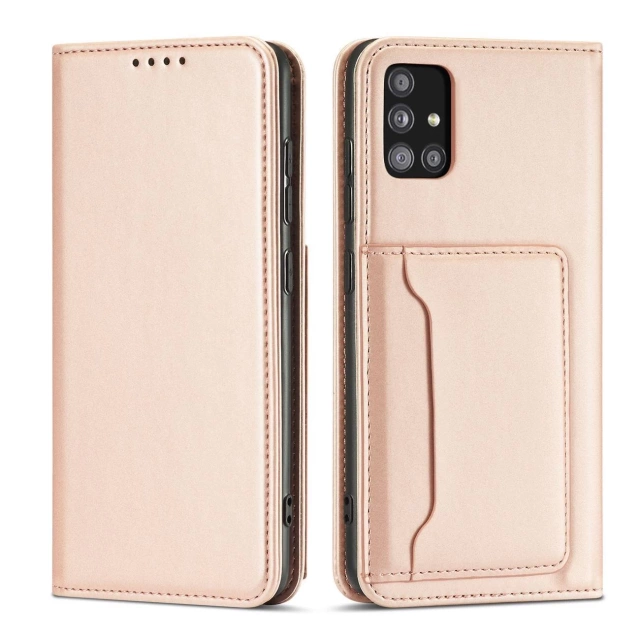 Puzdro na magnetickú kartu pre Samsung Galaxy A12 5G Pouch Wallet Card Holder Pink