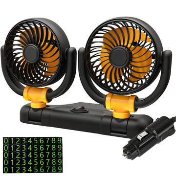 Double fan car fan for cockpit adjustable silent for cigarette lighter for Alogy Car 12V Black