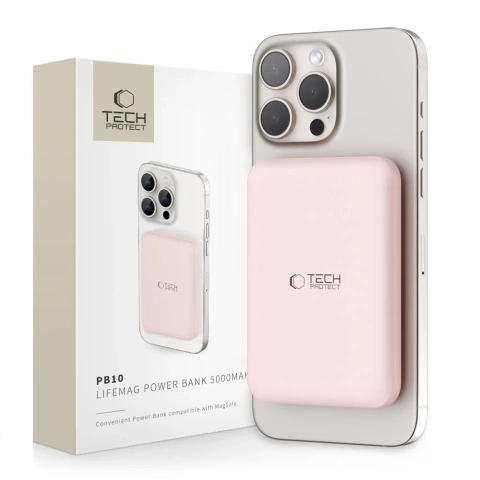 Magnetic Power Bank PB10 Lifemag Magsafe Power Bank 5000 mAh Pink