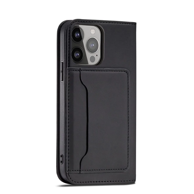 Pouzdro na magnetické karty pro iPhone 13 Pro Max Pouch Card Wallet Card Holder Card Holder Black