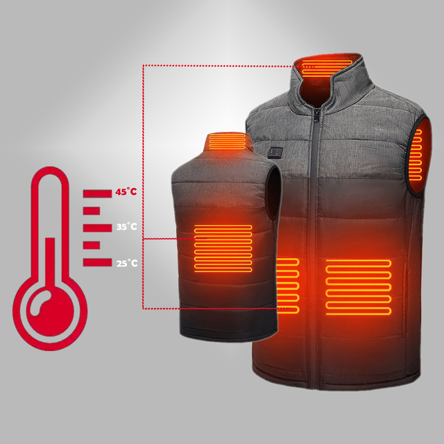 Heated Vest Heated Women's Men's Quilted Sleeveless Jacket Electric Jacket Unisex Size L Winter Warm Black Gray