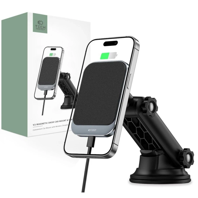 Magnetický indukční držák do auta MM15W-V2 Magnetická MagSafe Dashboard Bezdrátová nabíječka do auta 15W černá
