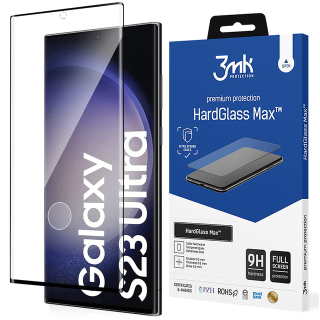 Ochranné tvrdené sklo HardGlass Max FingerPrint FP 3mk na displej pre Samsung Galaxy S23 Ultra