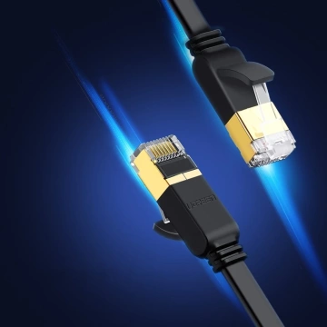 Плоский кабель UGREEN Ethernet патч-корд RJ45 Cat 7 STP LAN 10 Гбіт/с 10 м чорний (NW106 11265)