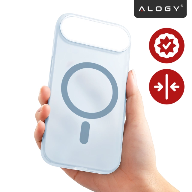 Puzdro Apple iPhone 17 Air – matný kryt MagSafe s ochranou šošovky, tenký a odolný voči poškriabaniu, perfektne sedí – Alogy Skinny MatteCase™ nebesky modrá