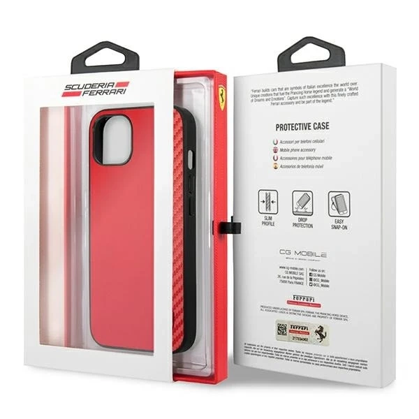 Ferrari iPhone 13 mini 5.4" case red/red hardcase On Track Carbon Stripe