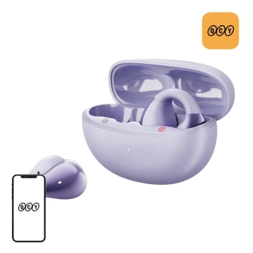 Bezdrôtové slúchadlá QCY Crossky Clip T33 Bluetooth 5.4 30h fialové