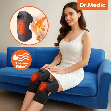 Vyhrievací pás s masážou na koleno, lakeť alebo rameno – vyhrievanie, úľava od bolesti kĺbov, rehabilitácia, termoterapia – Dr.Medic FlexTherm™ Black