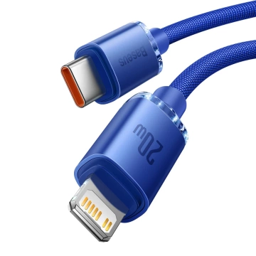 Kábel Baseus Crystal Shine Series USB kábel pre rýchle nabíjanie a prenos dát USB typu C - Lightning 20W 2m modrý (CAJY000303)