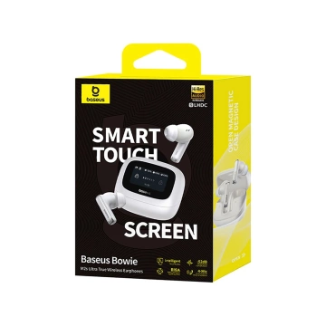 Słuchawki Baseus Bowie M2s Ultra TWS z ekranem LCD – białe