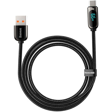 Kabel 2m Baseus Display Fast Charging USB-A до USB-C 66W 2m Czarny