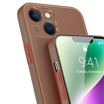 Чохол Dux Ducis Yolo iPhone 14 elegant cover з екологічної шкіри коричневого кольору