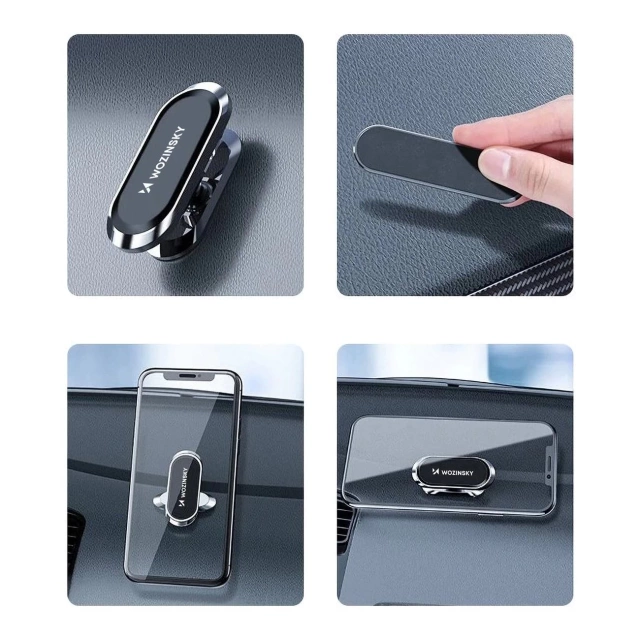 Wozinsky self-adhesive magnetic car holder 360 for dashboard silver (WMH-06)