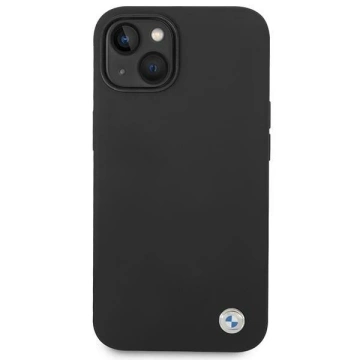 BMW BMHCP14SSILBK Handyhülle für Apple iPhone 14 6.1" schwarz/schwarz Silikon-Metall-Logo