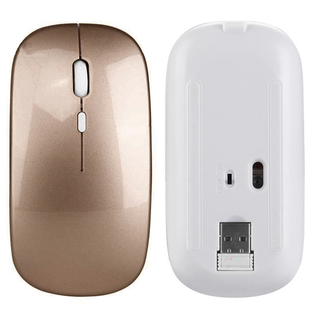 Бездротова миша оптична комп'ютерна миша безшумна 2.4G 10m 4D slim Gold