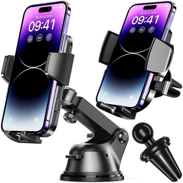 Držák telefonu do auta 2v1 Alogy na čelní sklo k mřížce palubní desky Black