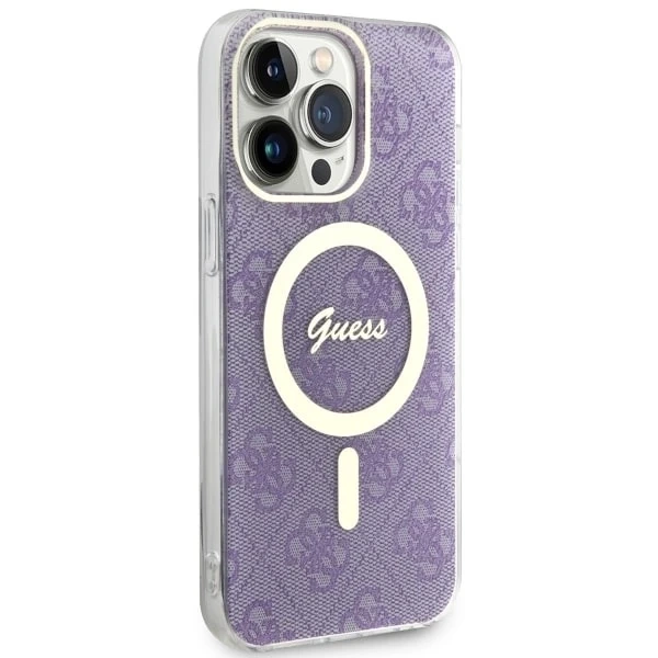 Guess GUHMP14XH4STU Handyhülle für Apple iPhone 14 Pro Max 6,7 Zoll Lila/Lila Hardcase 4G MagSafe