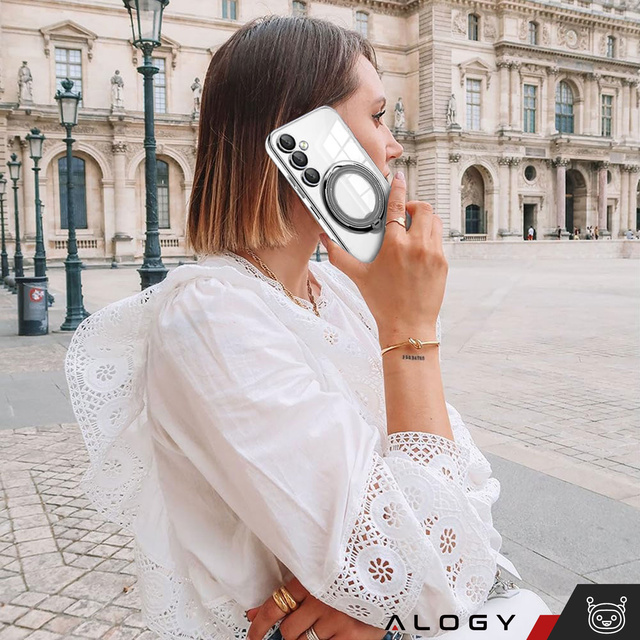 Hülle für Samsung Galaxy S24 Plus Magnethülle Ring Mag Safe Klarer Magnet für Alogy-Halter Schwarz transparent