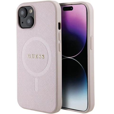 Чохол Guess GUHMP15MPSAHMCP для iPhone 15 Plus 6.7" hardcase Saffiano MagSafe рожевий/рожевий