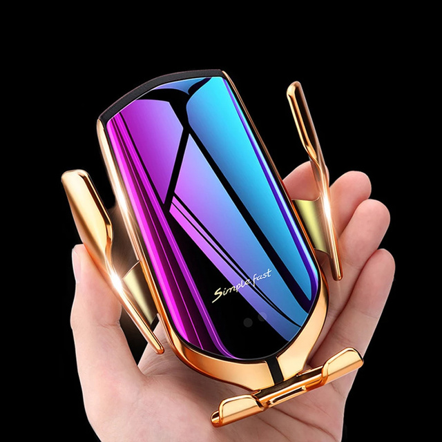 Автомобільний тримач Alogy R2 Qi індукційний зарядний пристрій для автомобіля для решітки Gold 10W