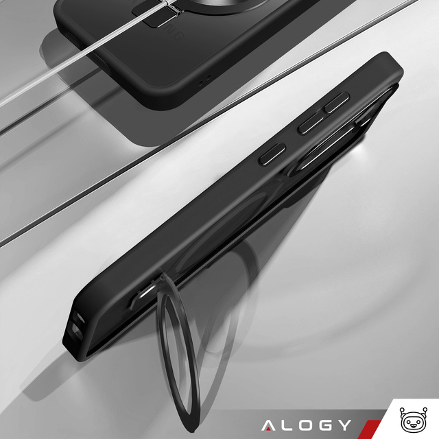 Alogy Stand Ring Case Gepanzerte Handyhülle für MagSafe für Samsung Galaxy S23 Plus mattschwarz