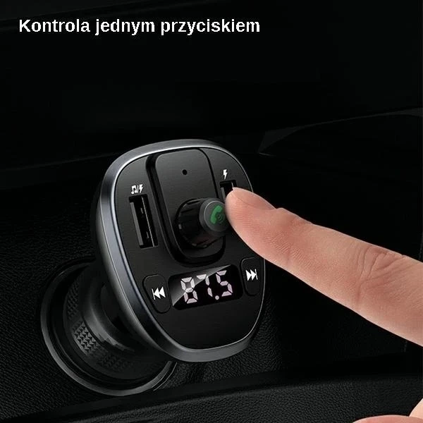 USAMS C21 hands-free car kit with FM transmitter, Bluetooth 5.0, MP3, 2xUSB 3.4A CC115GC01 (US-CC115) black/black