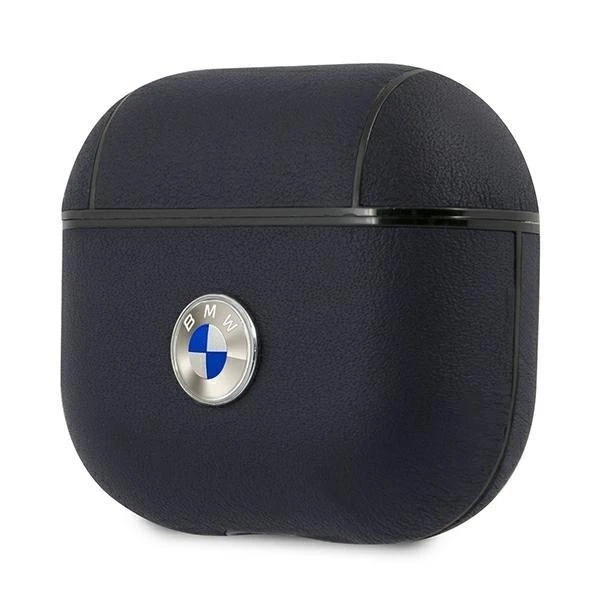 Schutzhülle für BMW Kopfhörer für AirPods 3 Cover marineblau/navy Geniune Leather Silver Logo