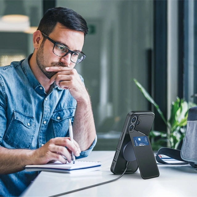 iPhone 16 Case Dux Ducis Rafi II Mag MagSafe RFID Stand Black