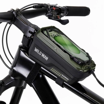 Сумка для рами велосипеда WILDMAN GX200 2L зеленого кольору, тримач для телефону
