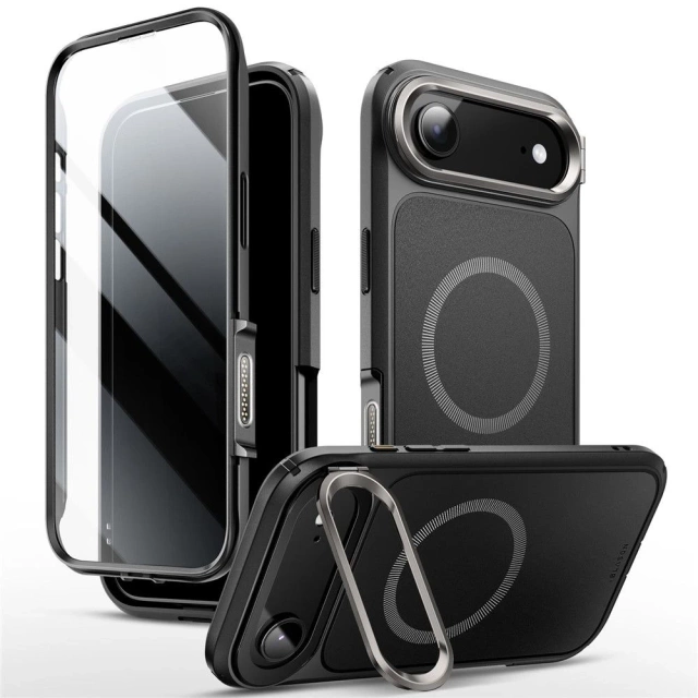 Etui Supcase Ares Flip Mag MagSafe do iPhone 17 Air Black Pancerne