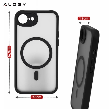 Etui do Apple iPhone 16e obudowa ochronna na telefon Alogy Matte HybridMag™️ Case do MagSafe Matowe Antypoślizgowe Wzmocnione Narożniki Czarne + Szkło Hartowane