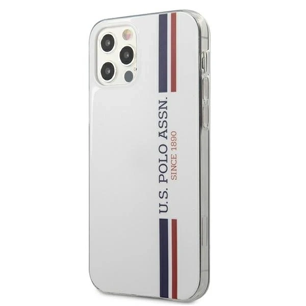 Puzdro na telefón US Polo Tricolor Collection iPhone 12/12 Pro 6,1". biela/biela