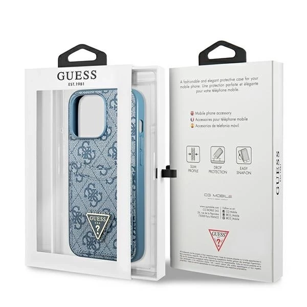 Etui Guess GUHCP13LP4TPB do iPhone 13 Pro / 13 6,1" pevné puzdro 4G slot na karty s trojuholníkom